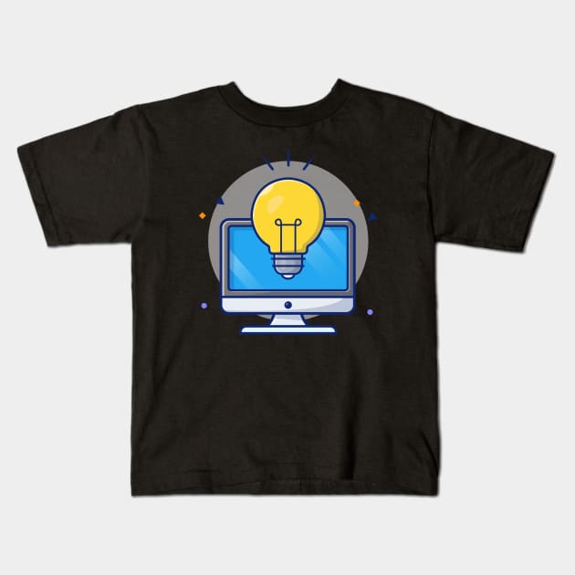 Monitor with lamp cartoon Kids T-Shirt by Catalyst Labs